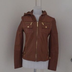 Michael Kors Hooded Leather Jacket
